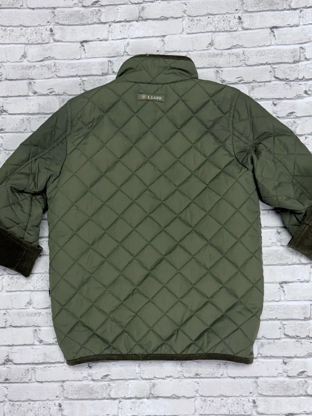 Eland Kids Quilted Barn Jacket 3T Toddler Boy Olive Green Corduroy Fall Winter